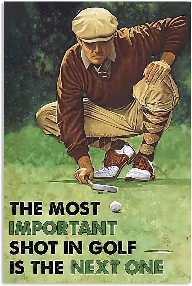 Haosensix Golf Metal Tin Sign Decor Gifts Funny Bathroom Decor Wall Art Coffee Bar Vintage Poster Office Home Toilet Signs Wall Decor Pictures 8X12 Inch