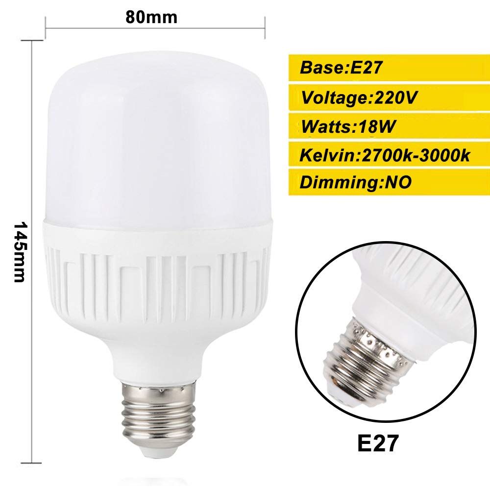 Mengjay 18W E27 LED-Leuchtmittel, entspricht 175 W Glühlampe, 1800 lm, warmweiß, 2700K-3000K, LED Energiesparlampen, 10 Stück
