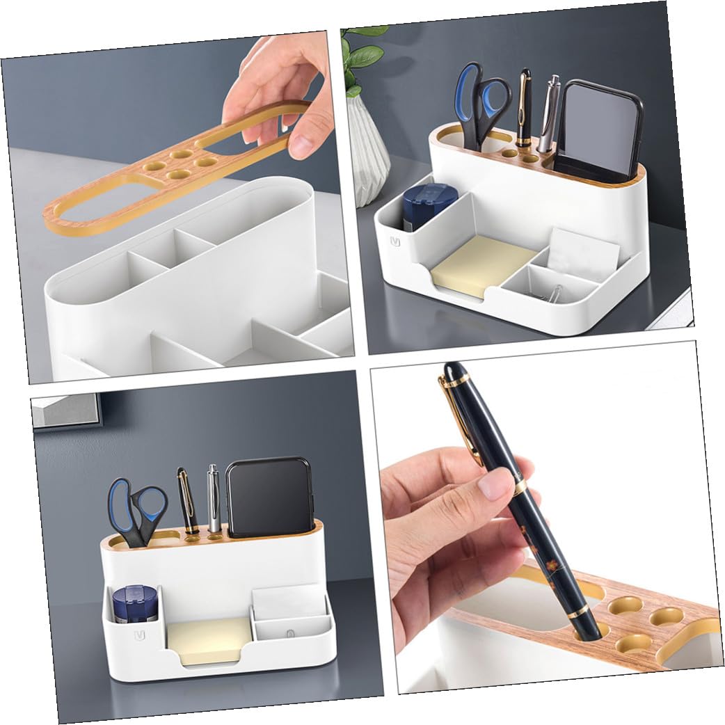 TEHAUX 2 Pezzi Scatola Porta Cancelleria Cestino Portaoggetti Portapenne Da Tavolo Organizzatore Piccolo Scrivania Per Portamatite Creativo Plastica Bianca