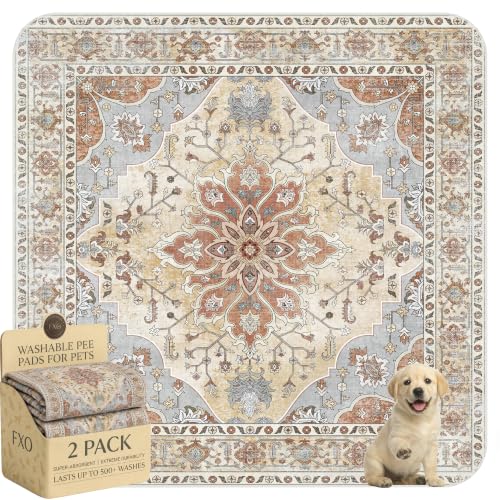 Image of Washable Pee Pads for Dogs,Great Urine Absorbent Reusable Puppy Training Pads,Waterproof,Leak-Proof & Non-Slip Potty Pads for Whelping,Crate,Playpen,Bed.(Orange Amber Floral,54 inchx54 inch)