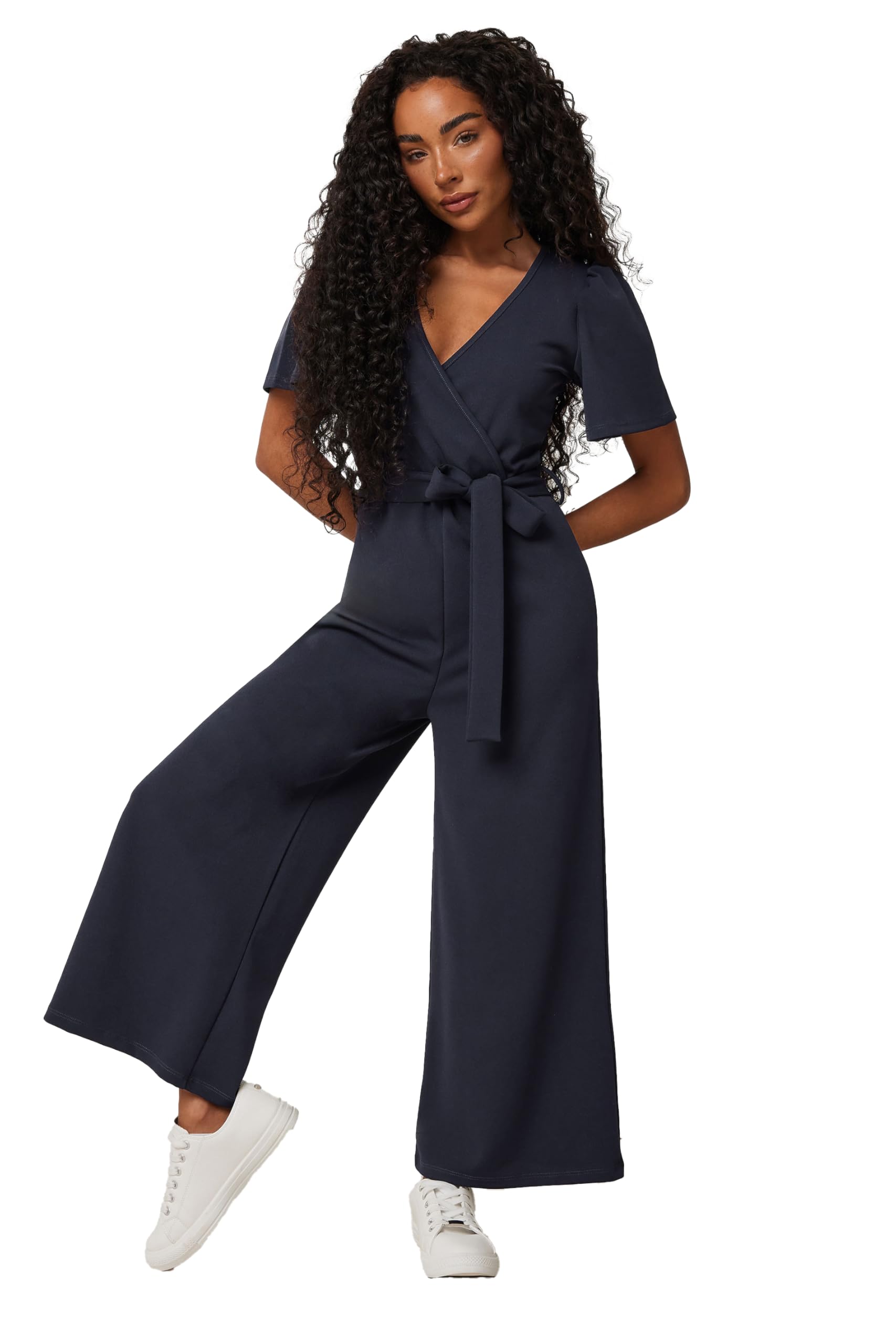 M&Co Women's Dark Navy Petite Cropped Jumpsuit In Size 18