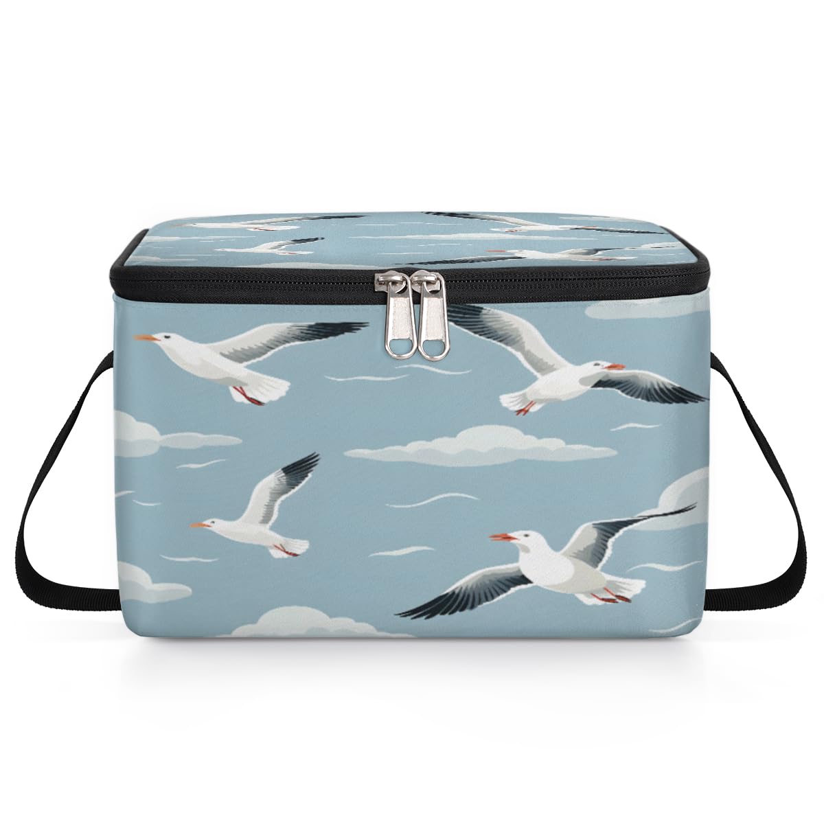 GzLeyigou Flying Seagull Lunch Bags for Women Men 9 Cans, Hot & Cold Food Delivery Bag Insulated Grocery Bag Insulated Lunch Box Seagull Cooler Bag for Office Work Picnic Beach