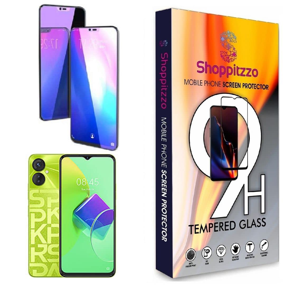 ShoppitzzoTechno Spark 9/9T/9 Pro**Anti Blue Ray-Vision Safe**Premium Tempered Glass/HD/9H Hardness/Complete Plain-Withour Black Borders/With easy Installation Kit(Pack of 2)