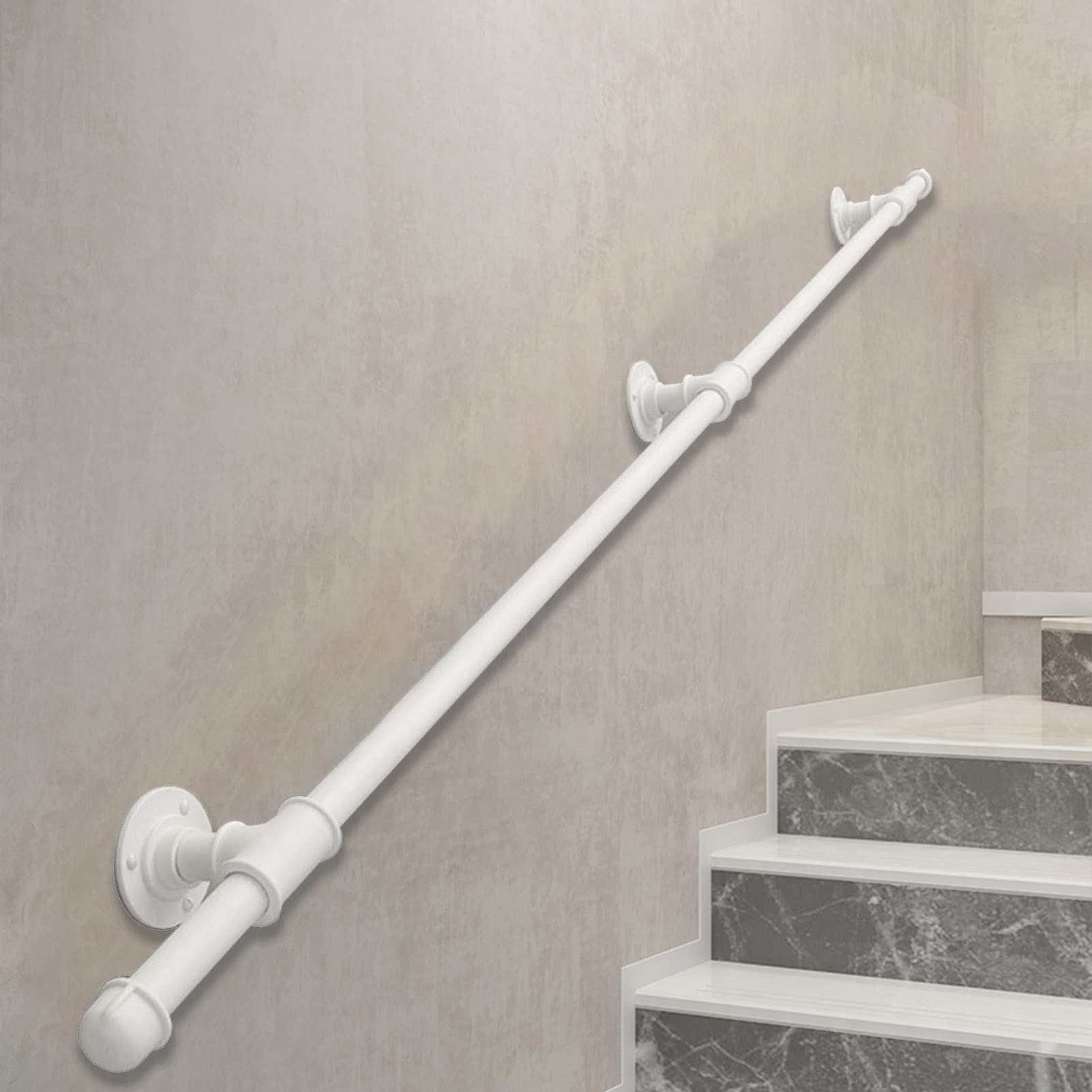Rampe d'escalier kit complet MObyat fer forgé blanc intérieur extérieur