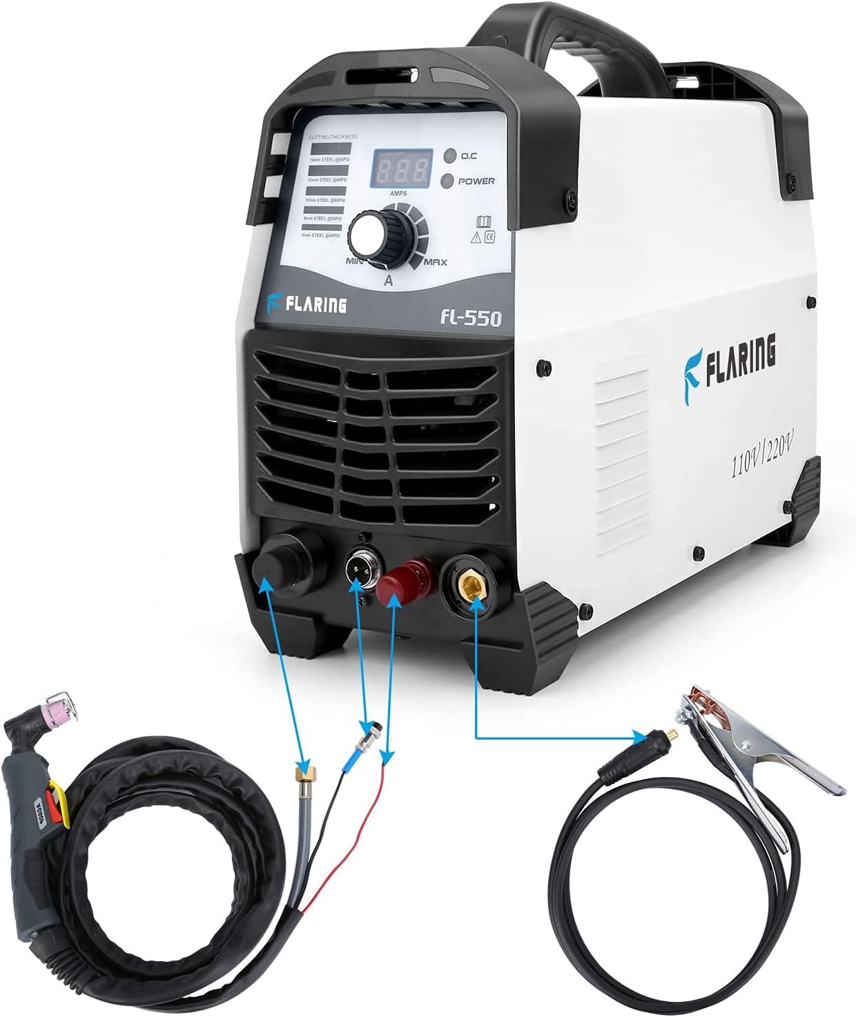 FLARING Plasma Cutter Non Touch 50 AMP 110/220V FL550D 1/2'' Clean Cut Max 16MM IGBT High Frequency Inverter Plasma Cutting Machine : Tools & Home Improvement