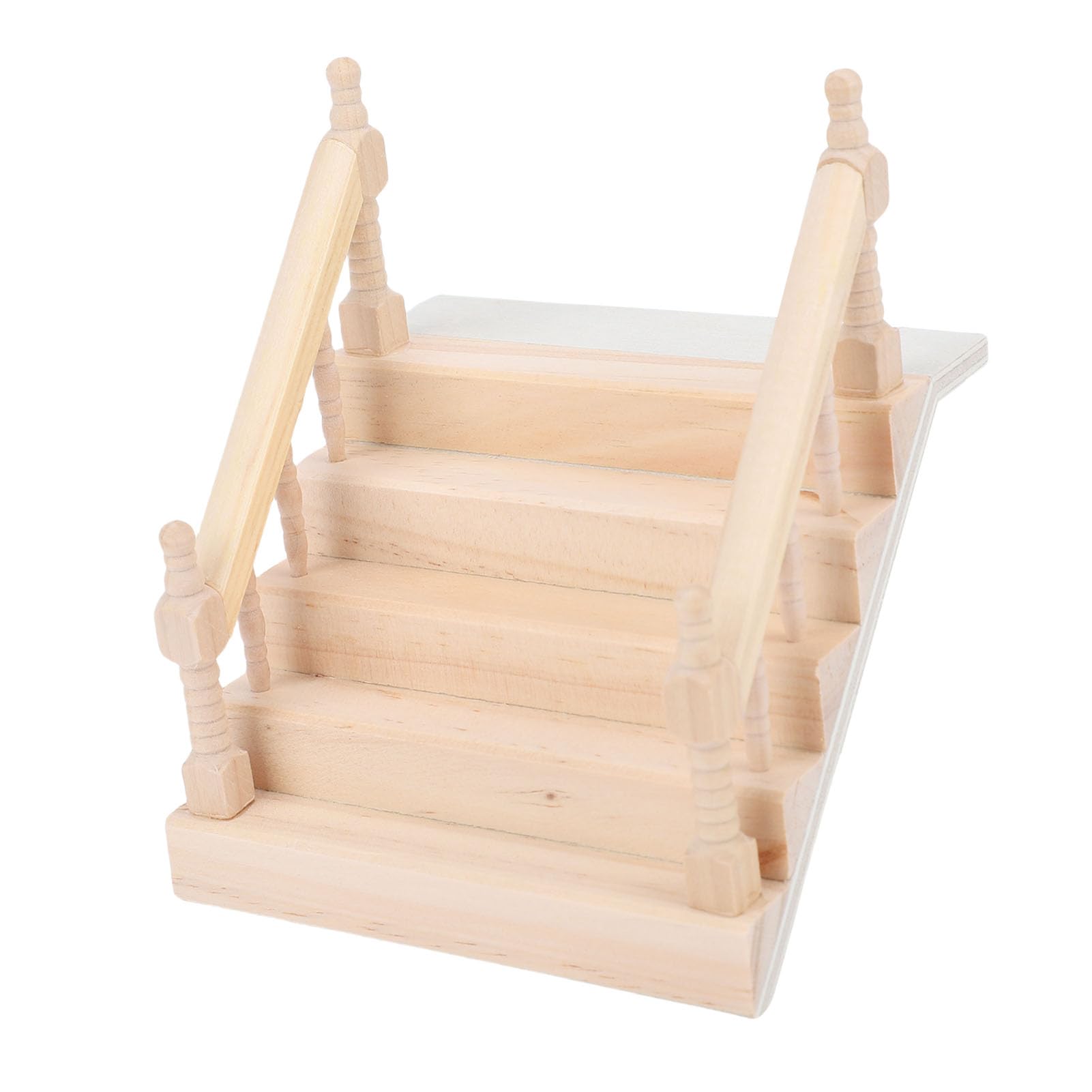 Generic Mini Escalera De Madera De Abedul Con Barandilla Para Casa De Muñecas – Medidas 12x10.5x6.5 Cm – Artesanía Realista Y Estable – Ideal Para Escenas En Miniatura