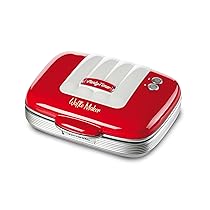 Ariete 1973 Waffle Maker Party Time – Piastra Elettrica per Waffle – Piastre Antiaderenti – 700 Watt – Rosso