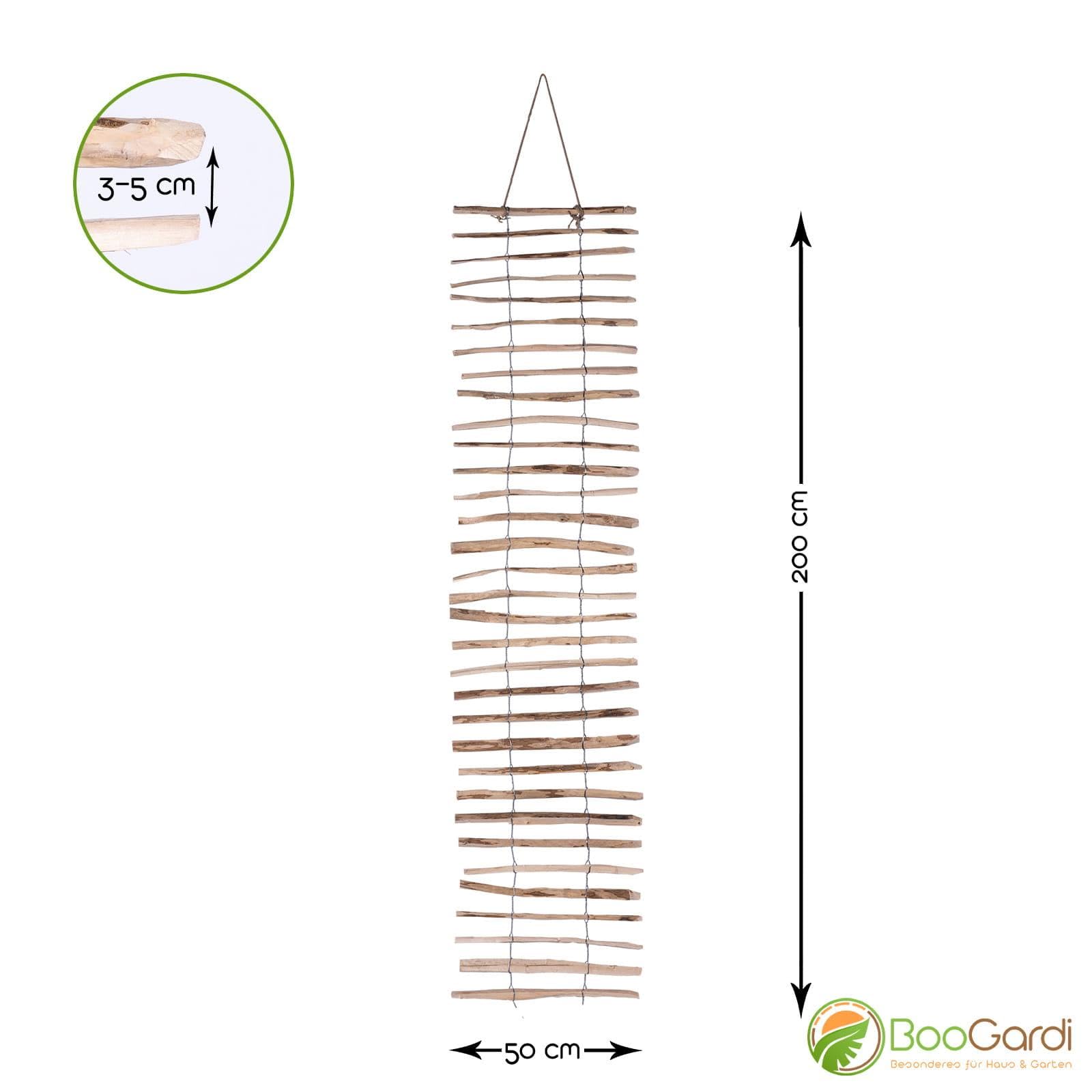 BooGardi Rankhilfe Haselnuss mit Draht · 2 Größen zur Wahl · 50x200 cm Abstand 3-5cm · Rankgitter Sichtschutz · Wandspalier ideal für Balkon, Garten und Terrasse · Kletterhilfe