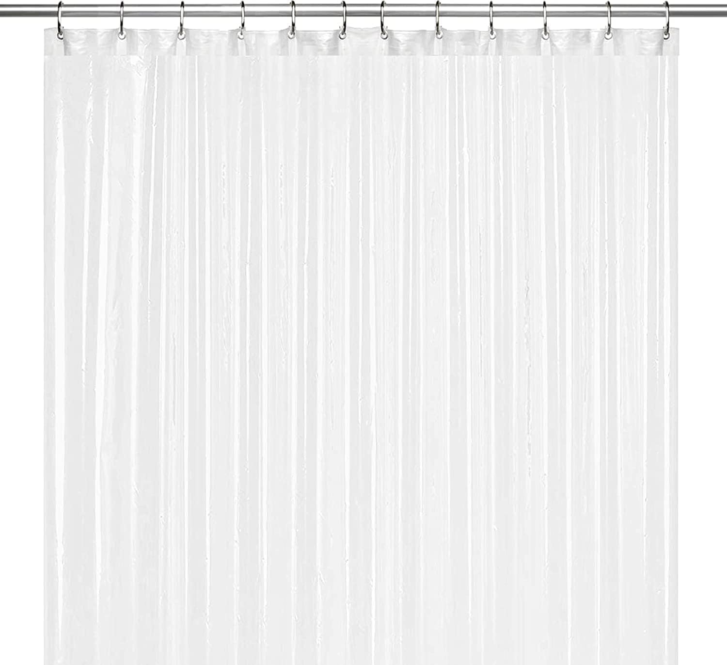 LiBa Bathroom Shower Curtain with 12 Shower Rings- Waterproof Plastic Shower Curtain Premium PEVA Non-Toxic with Rust Proof Grommets Frosted 10G Heavy Duty Bathroom Accessories 72x72