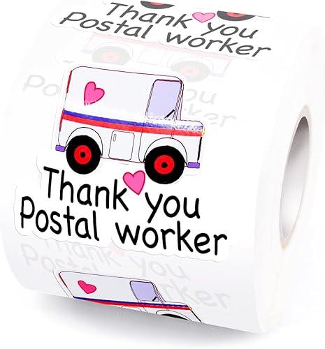 Wailozco Etiqueta engomada del trabajador postal de agradecimiento, 500 etiquetas por rollo
