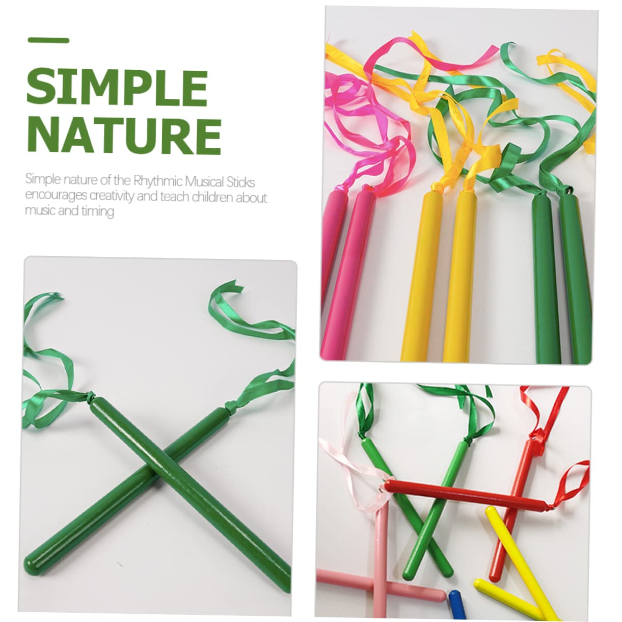 BESPORTBLE 2 Pairs Rhythm Sticks for Percussion Instrument for Early Education Engaging Musical Plaything for Boys and Safe Rounded Edges for Safe Use