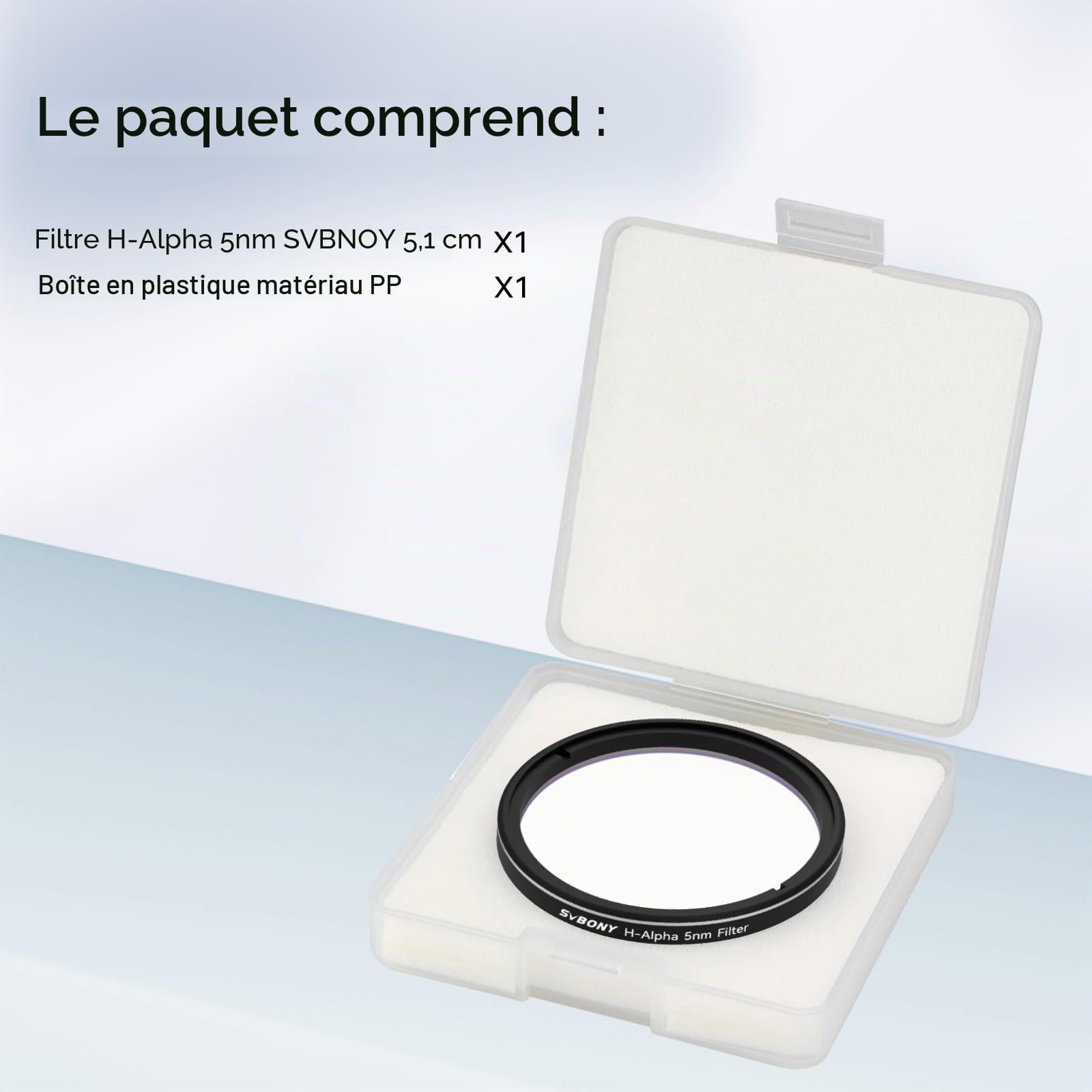 Svbony SV227 2" Filtre de Télescope, Filtre CCD à Bande étroite H-Alpha 5nm, Filtre de Pollution Lumineuse Réduisant la Lueur du Ciel, Améliorant Le Détails pour l'astrophotographie du Ciel Profond
