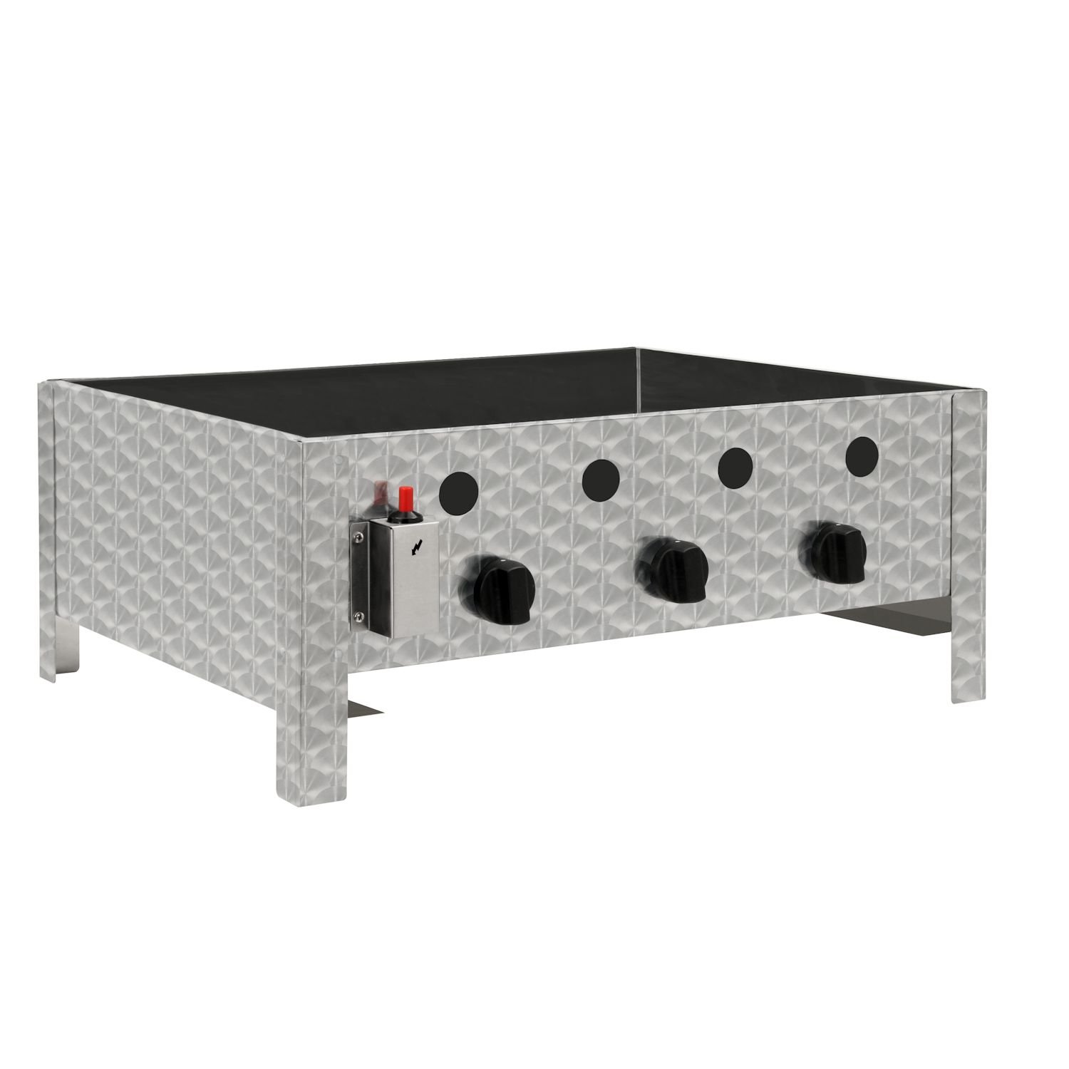 BBQ-Toro Edelstahl Gastrobräter | 3-flammig | (B) 64 x (T) 52 x (H) 27 cm | Gastrogasgrill, Wurstbrater, Tisch grill | Gastrogrill, Tischgasgrill, Gastischgrill, Gas-Gastrobräter, Bräter Edelstahl