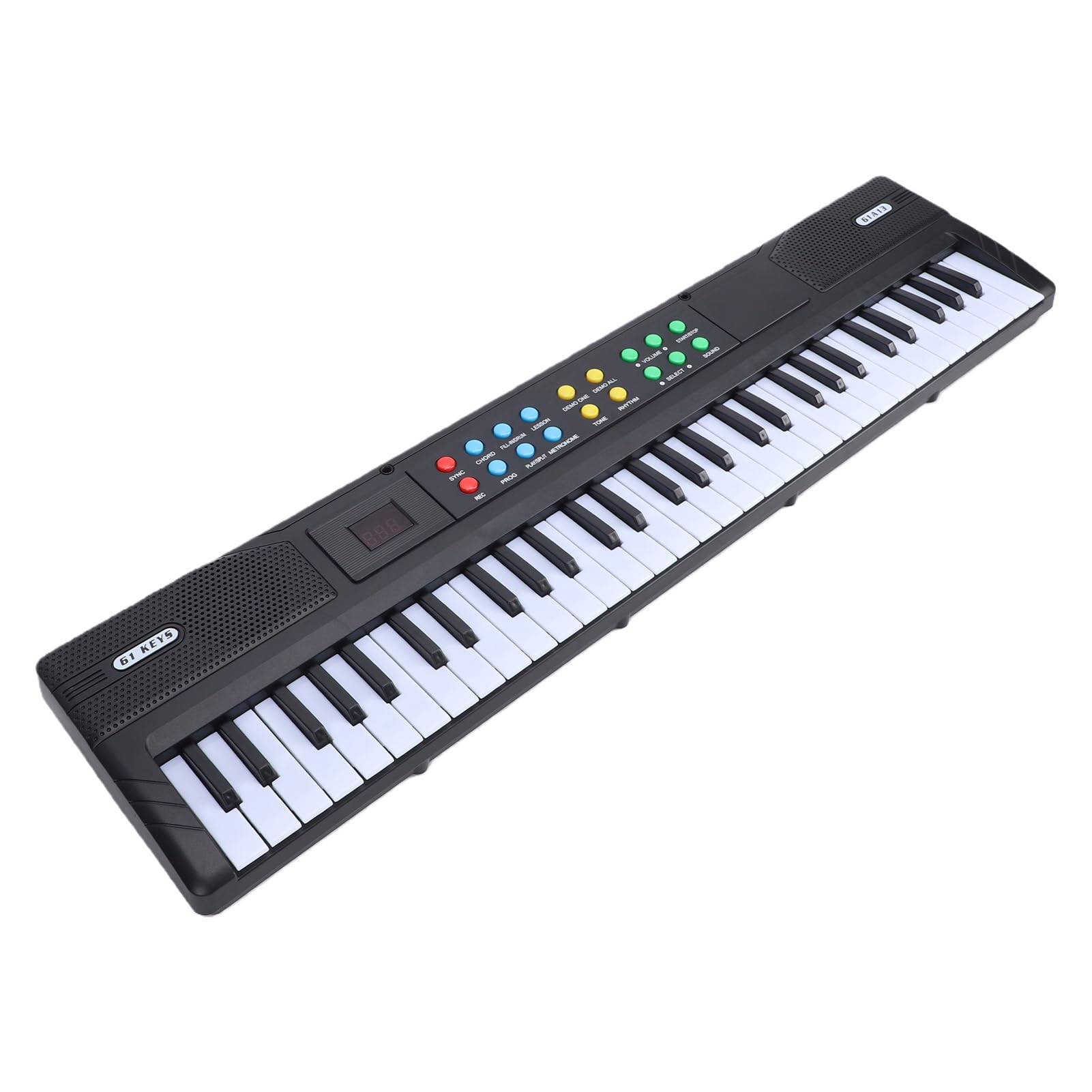 61-klawiszowa Klawiatura Elektroniczna, 200 Tonów, 200 Rytmów, Przenośne Pianino Cyfrowe z Mikrofonem, Metronomem, Trybem Nauki, do ćwiczeń w Domu dla Początkujących