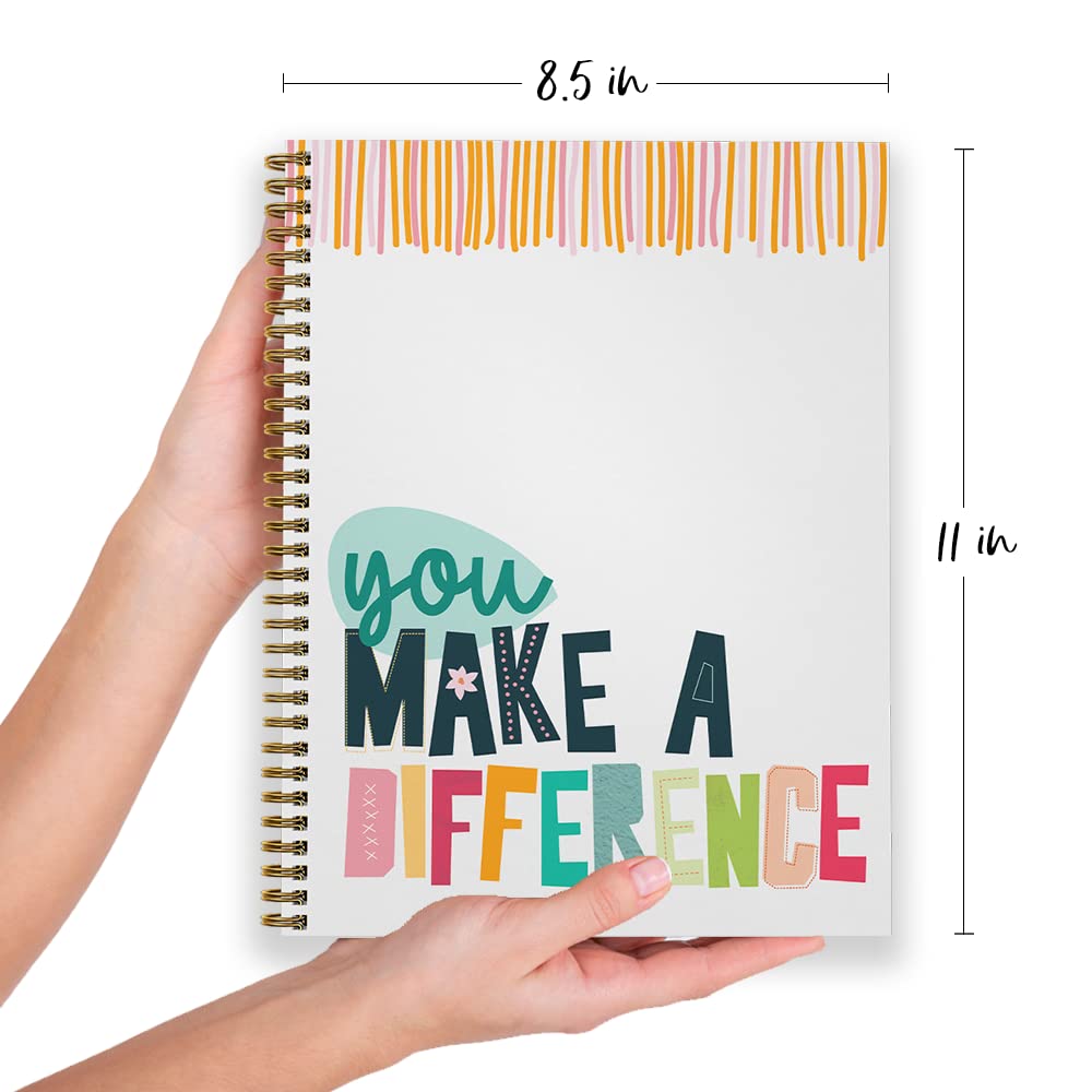 Notizbuch mit Spiralbindung "You Make A Difference", 21,6 x 27,9 cm, 120 breite linierte Seiten, haltbarer glänzender laminierter Einband, goldfarbene Spirale. Hergestellt in den USA