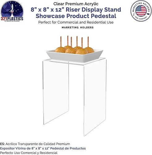 Vista 13 de Marketing Holders Soporte de exhibición elevador acrílico, 7 piezas, 2 pulgadas a 8 pulgadas, plataforma de encimera de plástico transparente