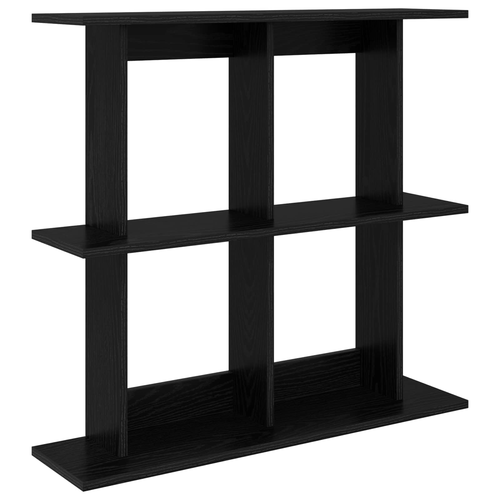 Wandregal Wandhalterung Schwarz aus Holzwerkstoff 80 x 20 x 75 cm mit viel Stauraum, platzsparend und stabil, ideal für Wohnzimmer, Schlafzimmer, Küche und Büro