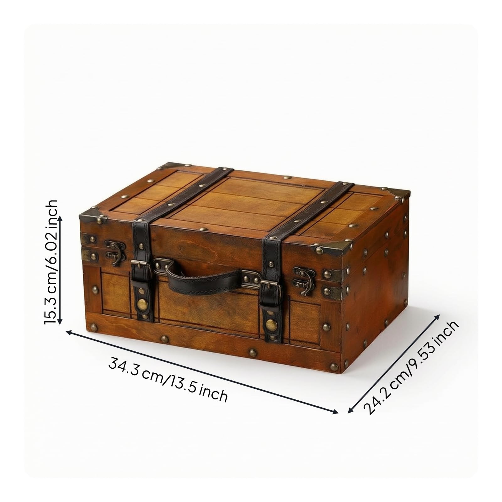 Valigetta in Legno Elegante Scatola di Legno con Maniglia Pratico Stile Vintage per Scattisti, Collezionisti, Grande