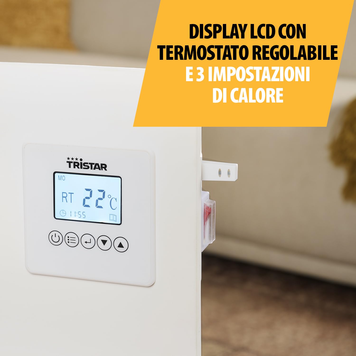 Tristar - Riscaldatore a infrarossi - 550 W - Pannello riscaldante a infrarossi - basso consumo - alta efficienza - termostato regolabile - programmazione settimanale - KA-5094