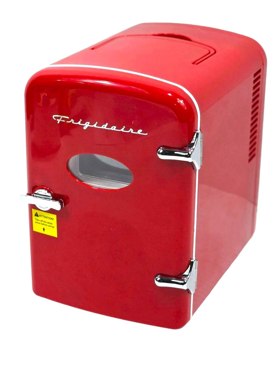 Frigidaire Mini Portable Compact Personal Fridge Cooler, 4 Liter Capacity Chills Six 12 oz Cans, 100% Freon-Free & Eco Friendly, Includes Plugs for Home Outlet & 12V Car Charger (Red) (Renewed)