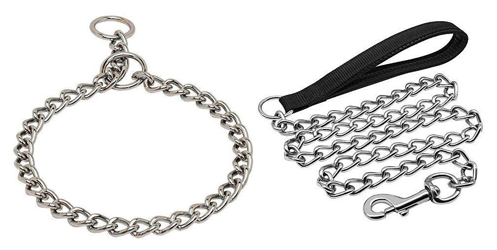 CK PET HUTCombo of Choke Collar and Handle Padded Length 152cm Leash Chain for Puppies & Adult Dogs of All Breed |Chew Proof Suitable Walking,Training Traveling | Available in Various Thickness (B092R6CQLG) Amazon Price History, Amazon Price Tracker