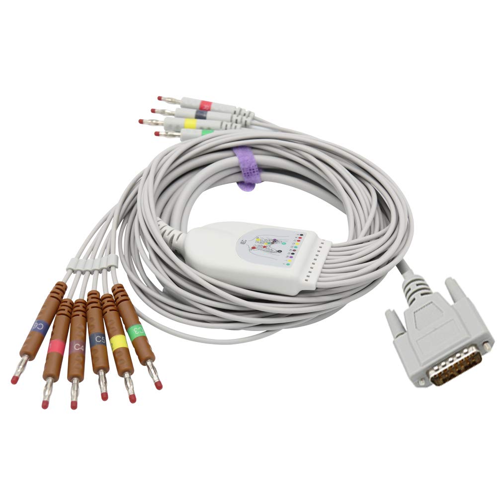 Cable compatible ECG/EKG para Nihon Kohden BA-902D 10 cables 15 pines conector AHA Banana 4.0 mm FDA/CE aprobado