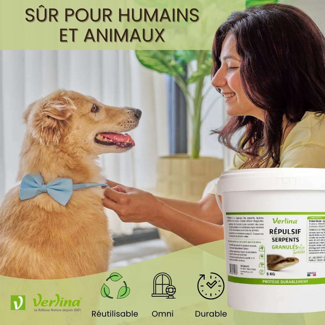 Répulsif Serpent Granulés 5kg, Protection Naturelle Anti-Reptiles, Longue Durée, Usage Extérieur jusqu'à 500 m²