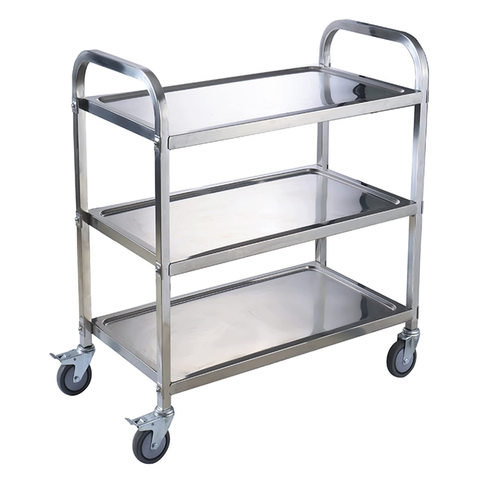 LJYKBFL Heavy Duty Stainless Steel Utility Cart with Wheels Perfect for Commercial Kitchens Home Use Restaurant Food Service and Heavy Loads