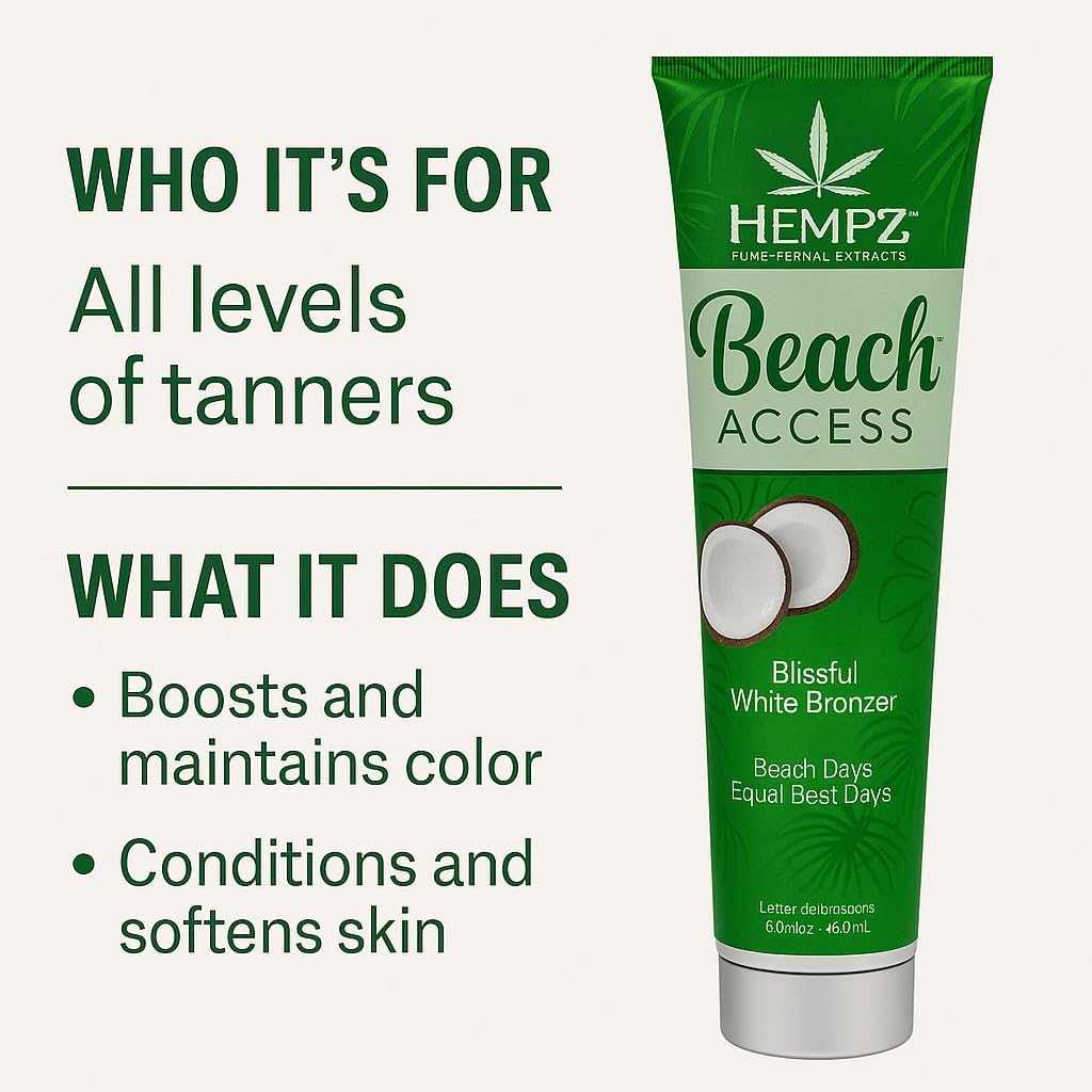HEMPZ Hydrating Indoor/Outdoor Herbal Moisturizing Self Tanning Lotion for Tanning Beds, Beach, Sun 9.5 Fl OZ (Pineapple & Coconut)