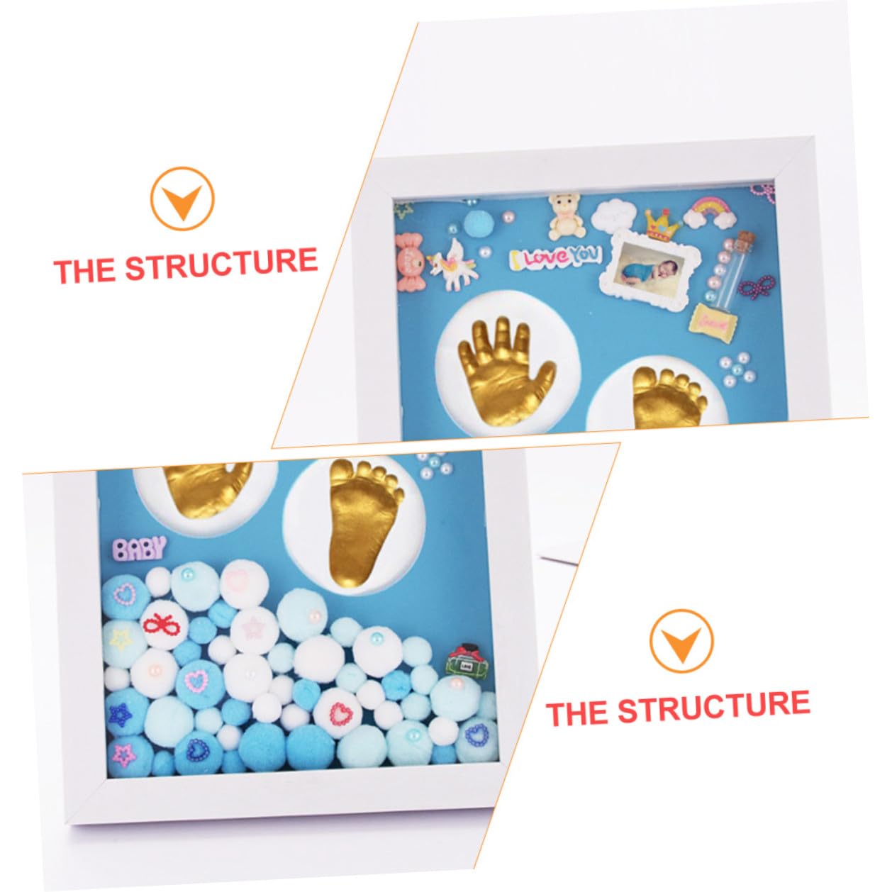 iplusmile Kit Nascita Cornice per Foto Milestone Impronte Mano e Piede in Acrilico Oro per Bambina Regalo Originale e Decorazione Muro