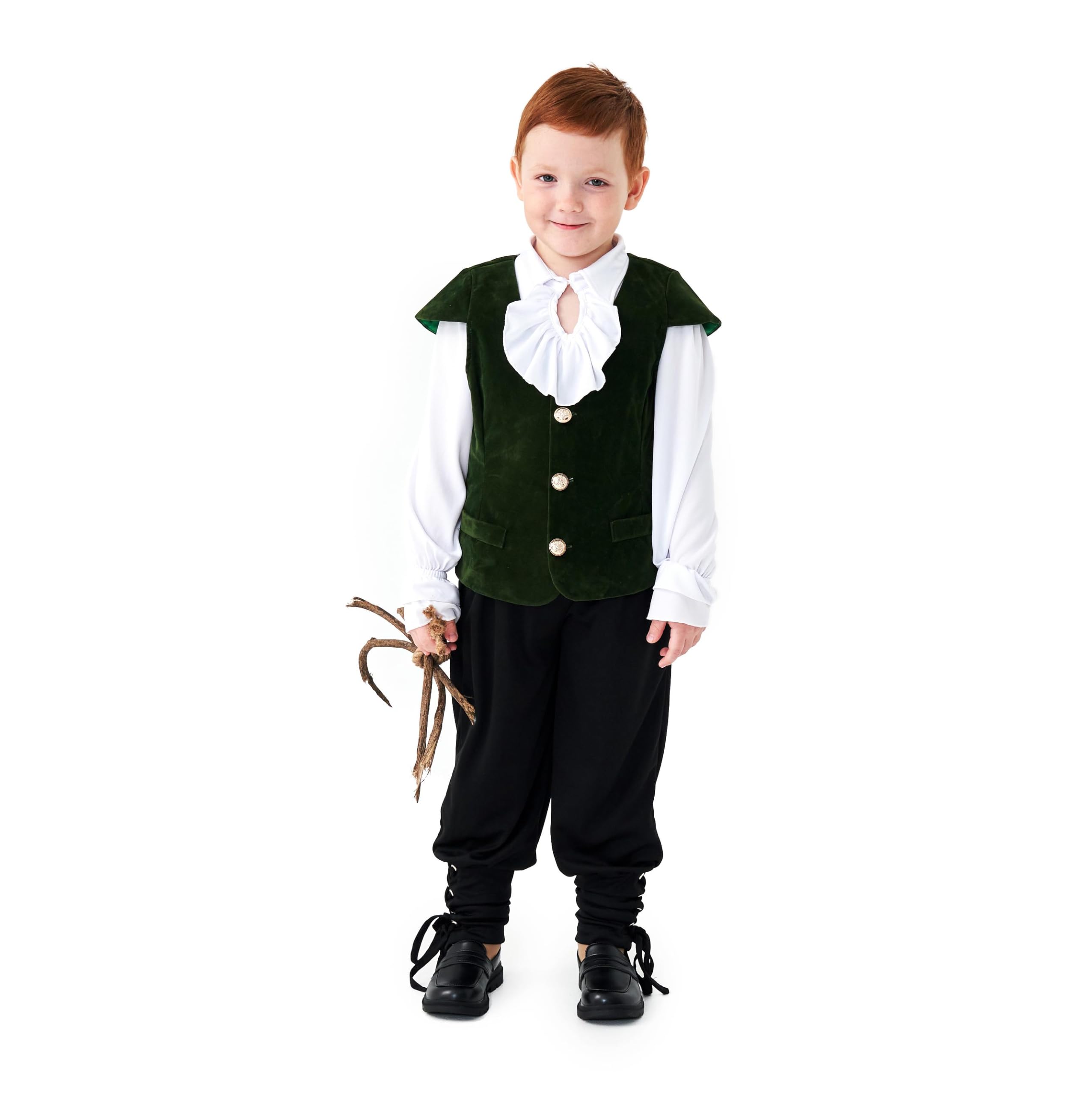 DELIVESS Medieval Renaissance Faire Costume Pirate Vest for Boys Lace-up Steampunk Gothic Waistcoat Viking Tunic Vest (Green, L) - Image 4