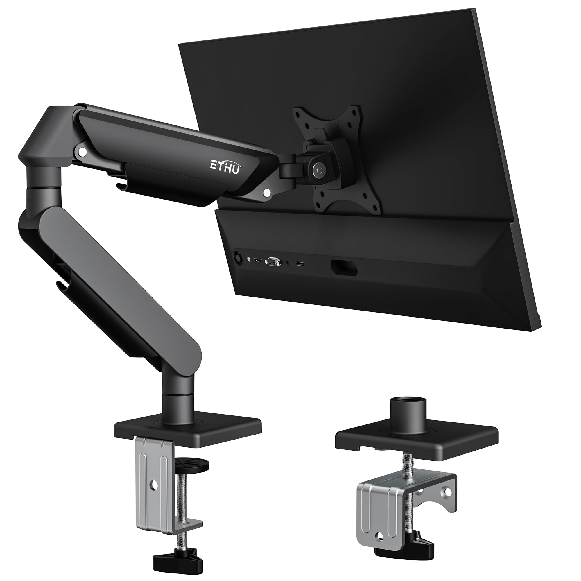 ETHU Brazo de monitor único para pantallas planas/curvas de 17 a 35