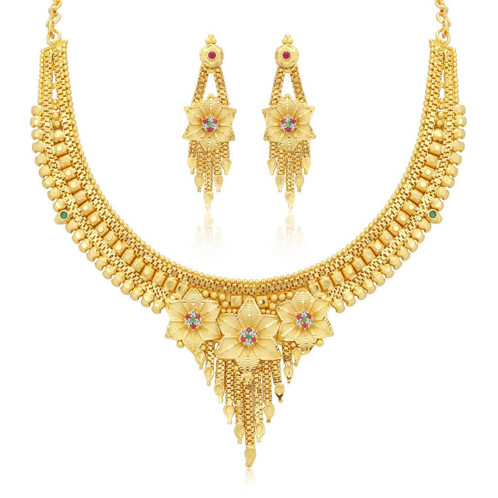 Sukkhi Classy 24 Carat Gold Plated Wedding Jewellery Choker Necklace Set for Women (N73725) (B07P9595KJ) Amazon Price History, Amazon Price Tracker