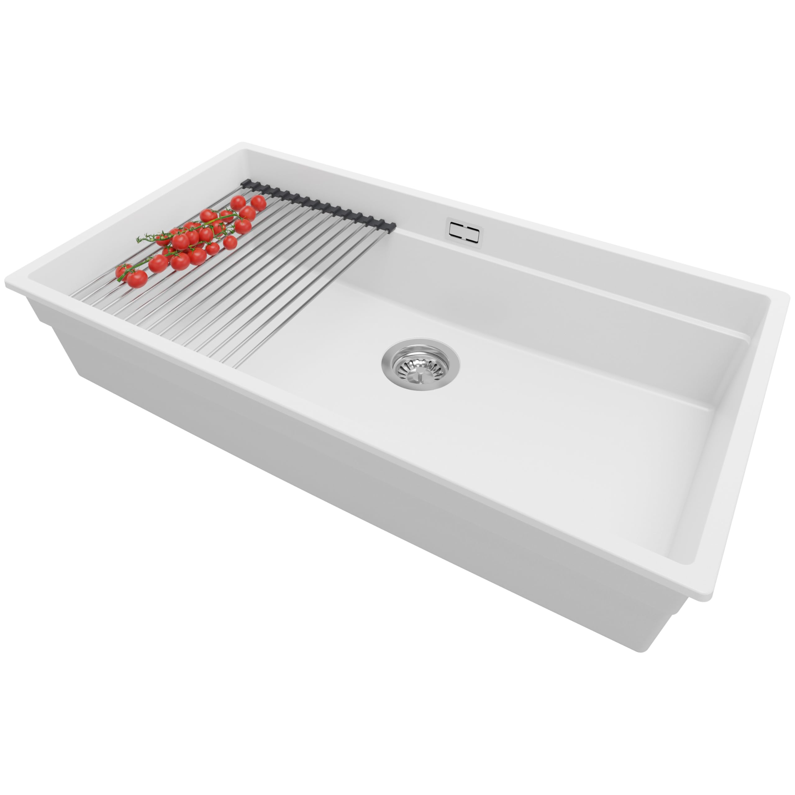 Lavello Sottotop Primagran London | Bianco | 41x47cm | 1 Vasca | Con Sifone | Per Mobile 45cm