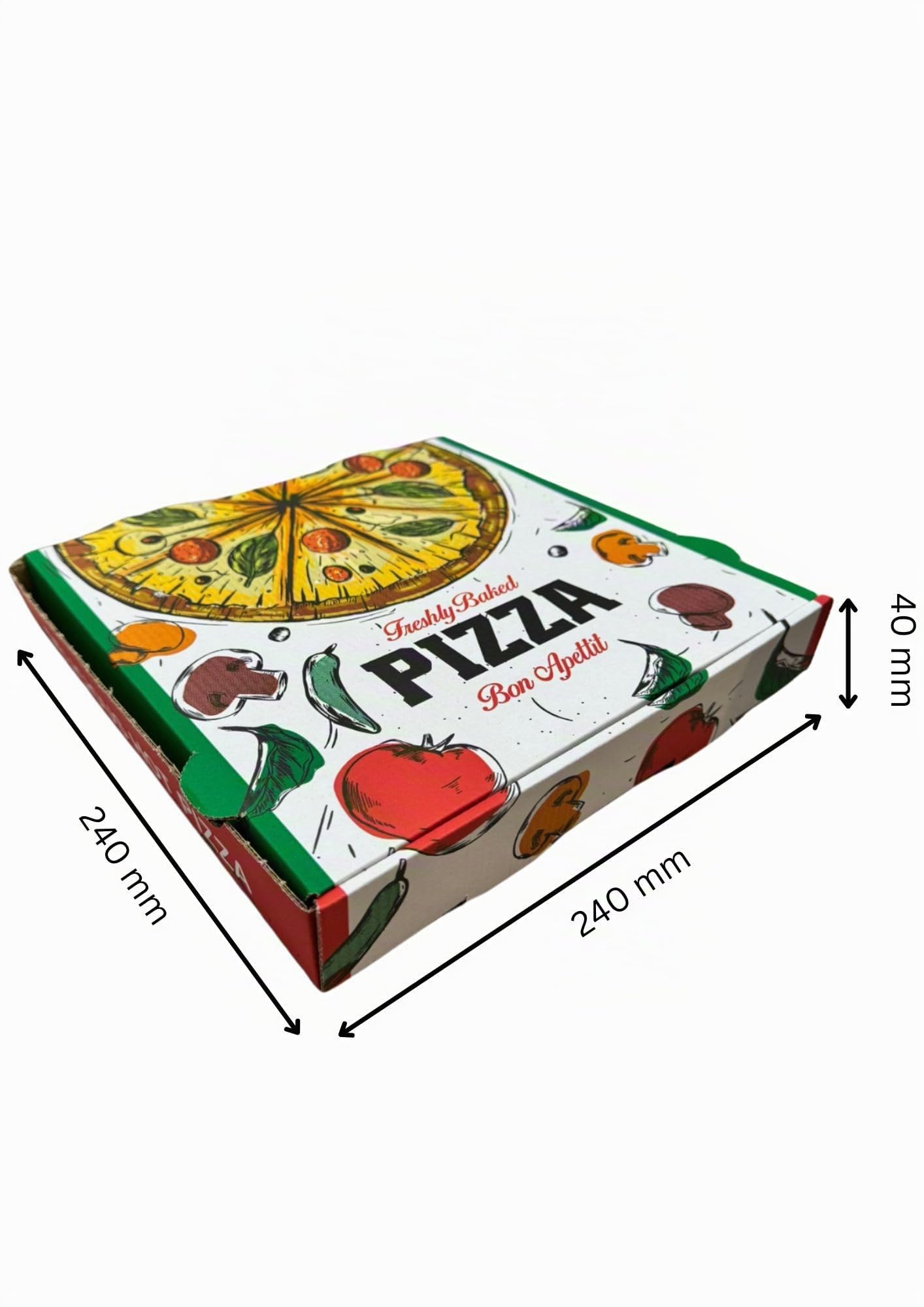 Boîte à Pizza, Carton à Pizza, Emballage Pizza, Pizzeria, Boîte en Carton, Blanc (Blanc - 24 X 24 X 4 Cm, 50 pièces)