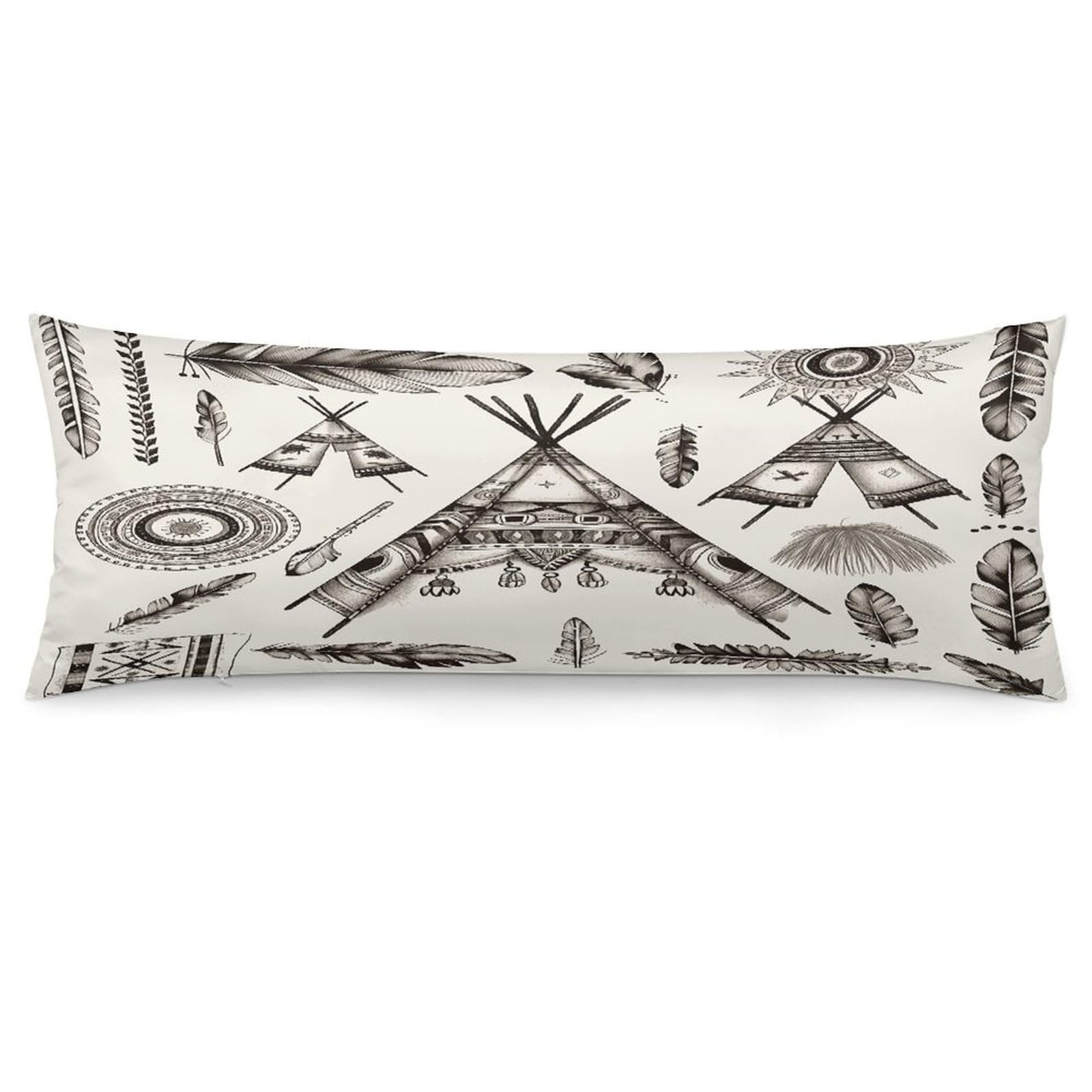Feather Head Band Teepee Tent Throw Pillow Cover Soft Pillow Case Decorative Lumbar Pillow Cover Cozy Throw Pillowcase Polyester Rectangular Cushion Case Decor for Couch Sofa Bed
