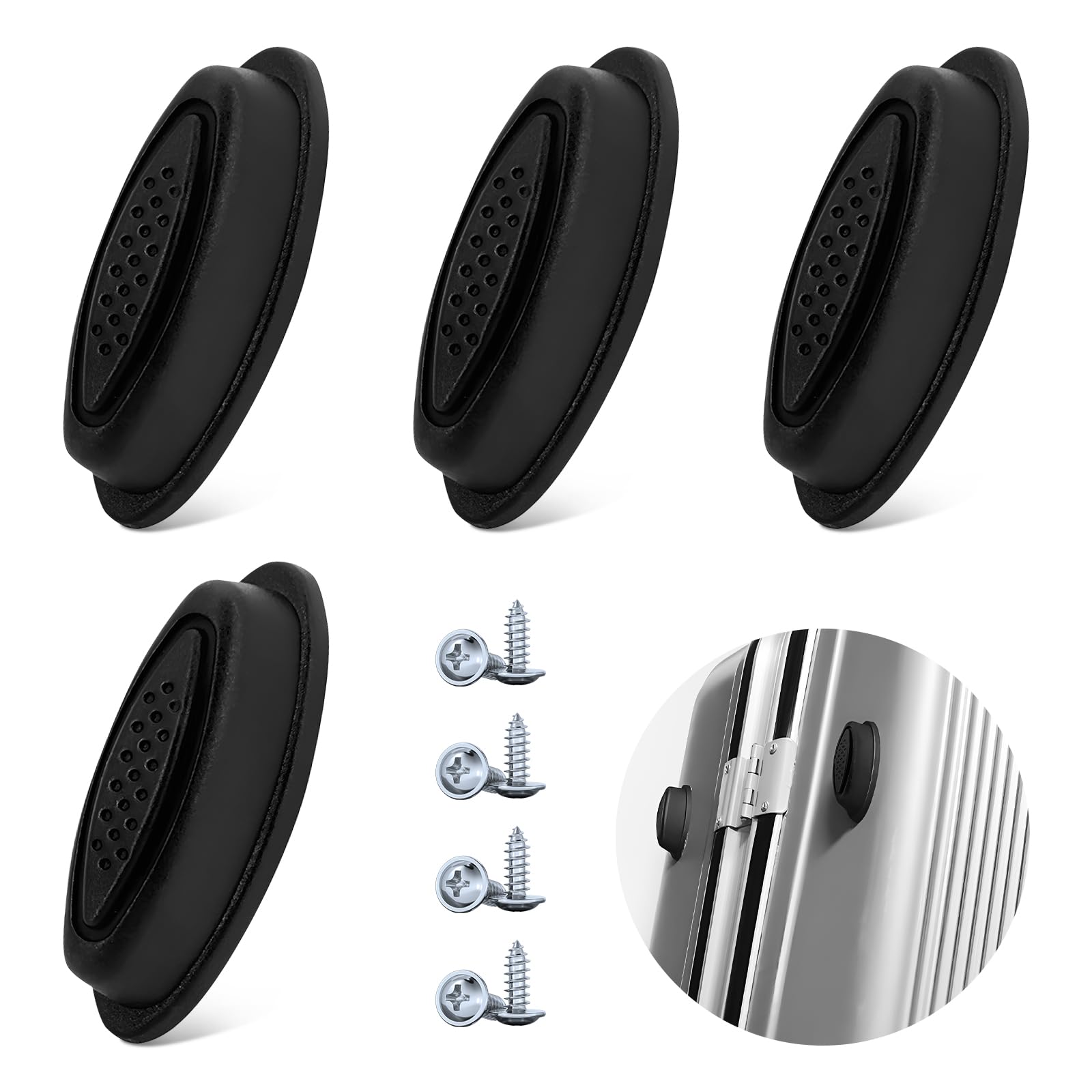Piedini di ricambio per valigia in plastica nera Set 4 + 8 chiodi