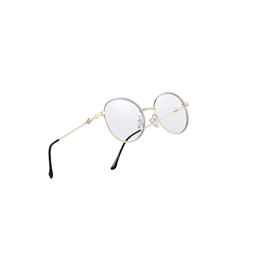 Readerest Lentes de lectura con bloqueo de luz azul (dorado, aumento de 0), a la moda, para hombres y mujeres, antirreflejos, antifatiga ocular,