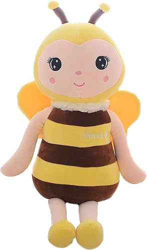 Animal de peluche de abeja de apoyo emocional con cara sonriente y alas amarillas, almohada de juguete de abejorro suave y mullida, regalos bonitos