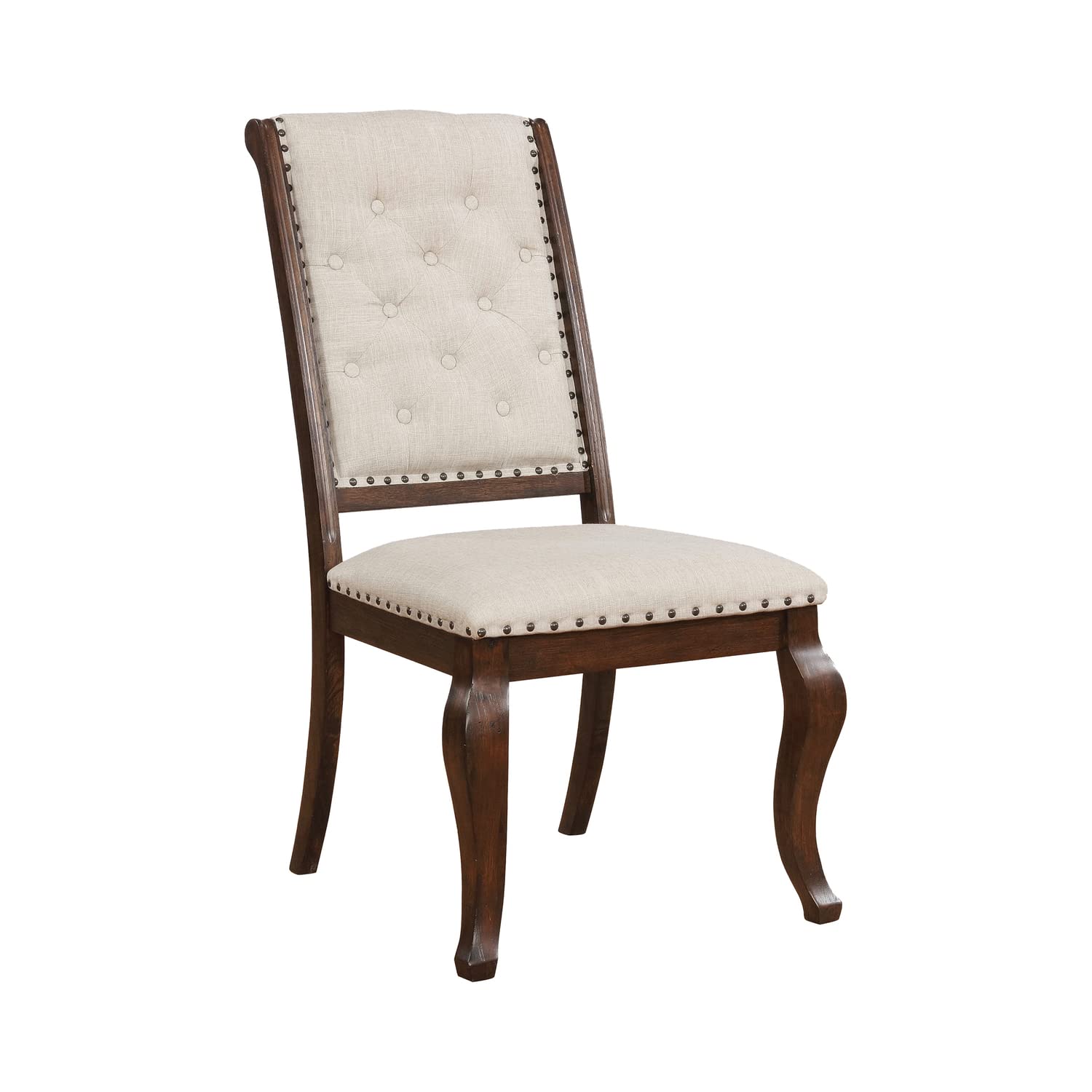Coaster Furniture Glen Cove Dining Chairs with Button Tufting and Nailhead Trim Antique Java and Cream (Set of 2) 110312