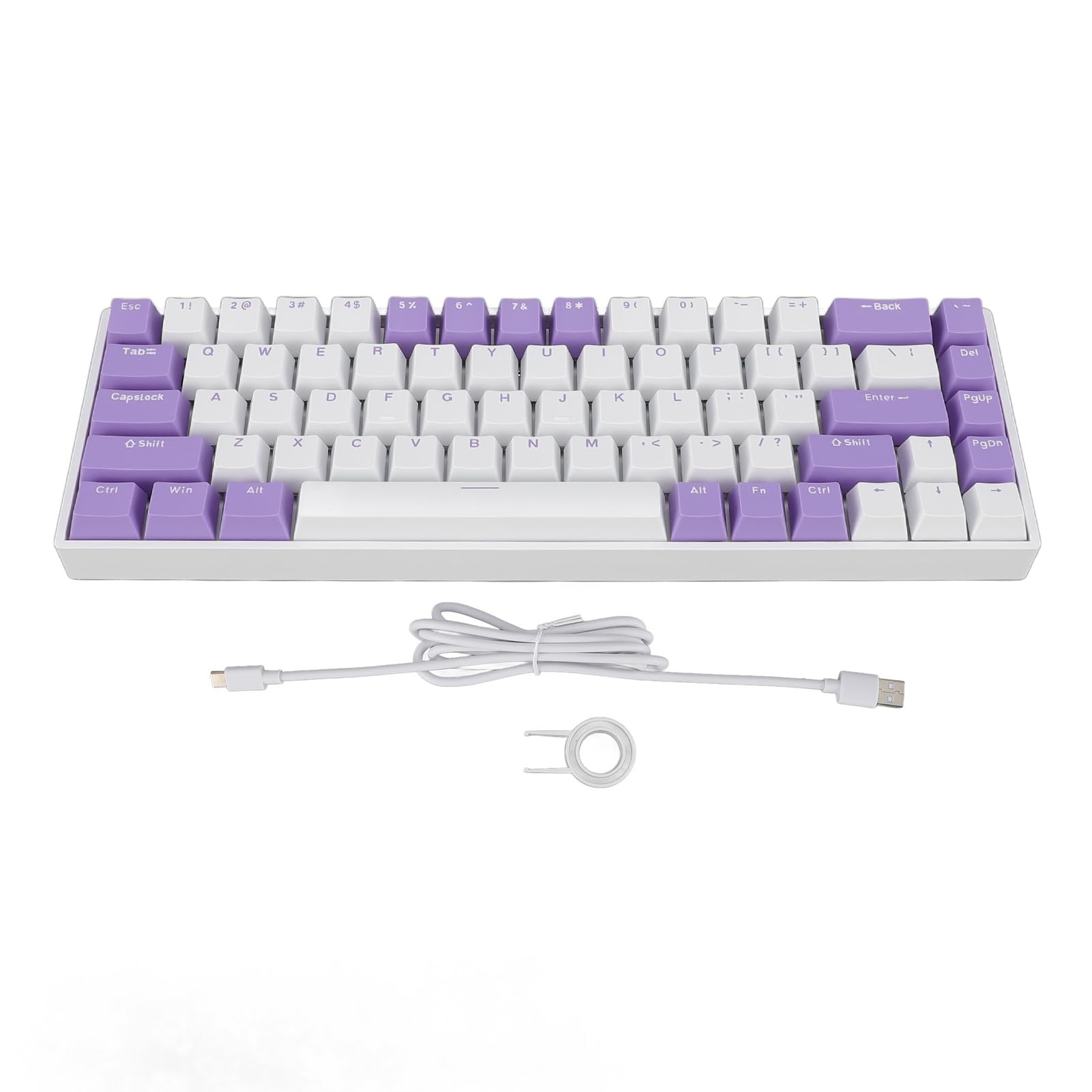 Acouto Teclado Mecánico con Interruptor Rojo de 68 Teclas RGB 60 por Ciento USB C Teclado para Juegos con Cable para PC con Puerto USB El con Cable un 68 Teclas Mecánico60 por Ciento