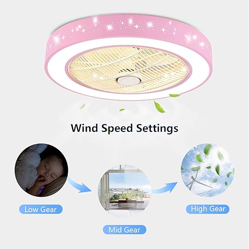 Miniatura 2 de DNYSYSJ Ventilador de techo cerrado LED acrílico con luz, LED regulable semiempotrado, ventilador de techo de perfil bajo con control de Rmote y 7