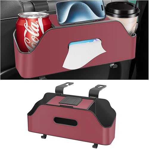 Miniatura 7 de zipelo Organizador de Apoyo de Cabeza y Asiento Trasero con Portavasos, Caja de Almacenamiento Colgante Multifuncional con Ganchos, Bandeja para