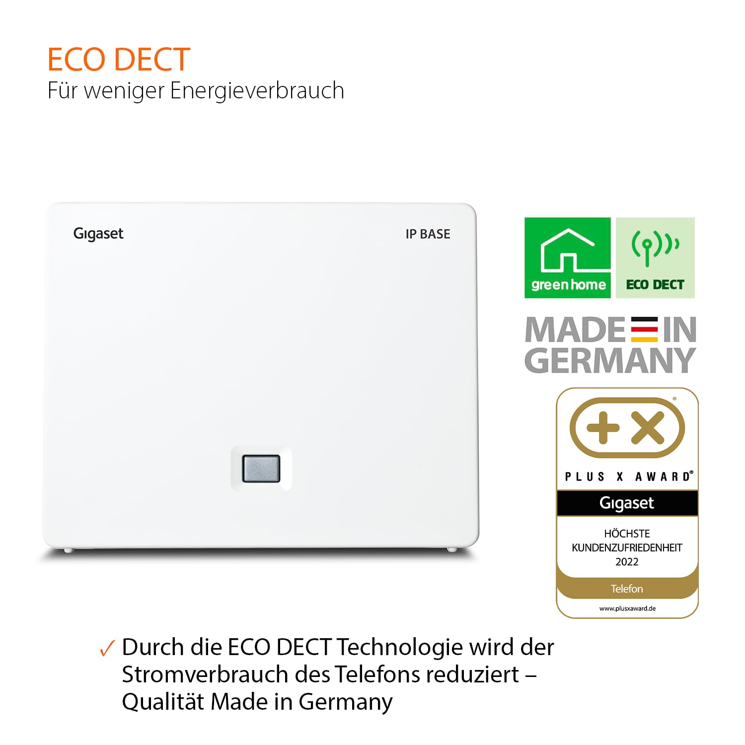 Gigaset IP Base - DECT-Basis-Station für Ihr eigenes Kommunikationssystem - unterstützt 6 Mobilteile - Zugriff auf Google und Office 365-Kontakte - zentrales Telefonbuch - 3X Anrufbeantworter, weiß