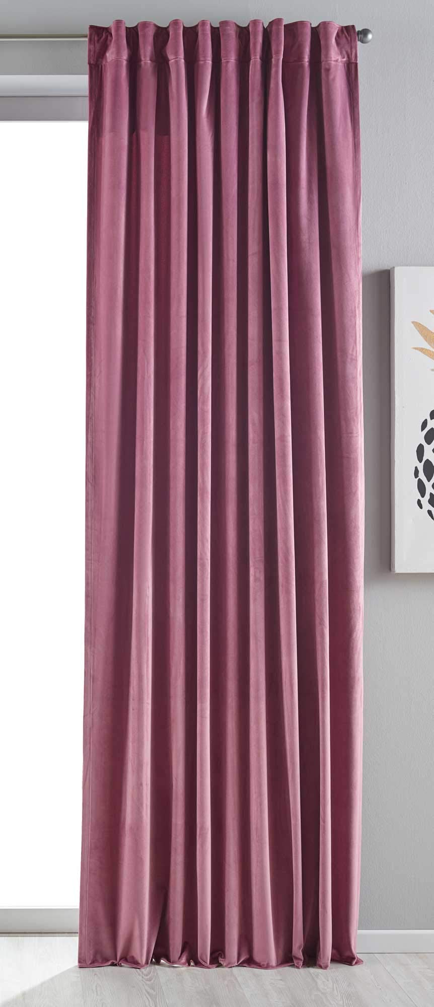 Gardinenbox Milano 20357 Blackout Curtain Velvet Opaque Tab Tape Drawstring Blackout Can Be Shortened Dusky Pink 1 Piece H x W 280 x 135 cm