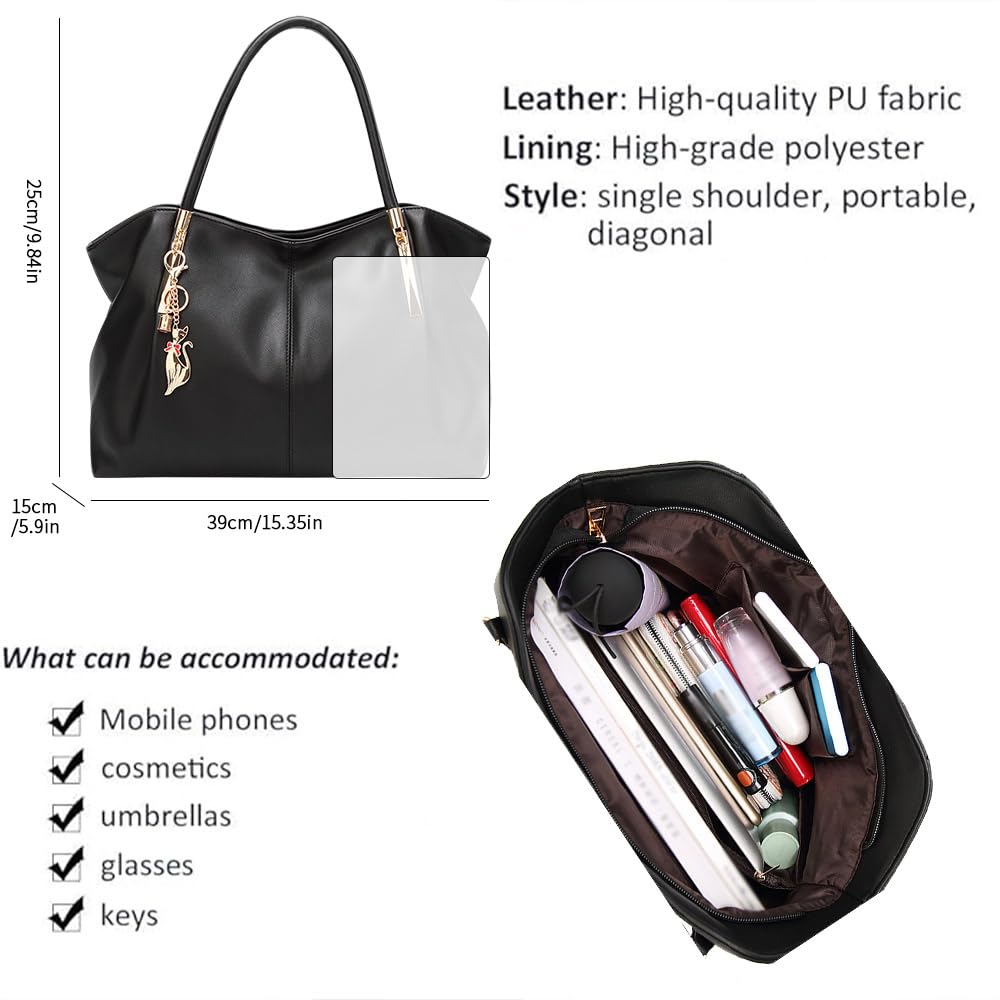 Pahajim Sac Cabas Femme Grand Sac Bandoulière Femme Pu Cuir Sac Fourre Tout Shopper Souple pour le Shopping, le Travail et les Voyages