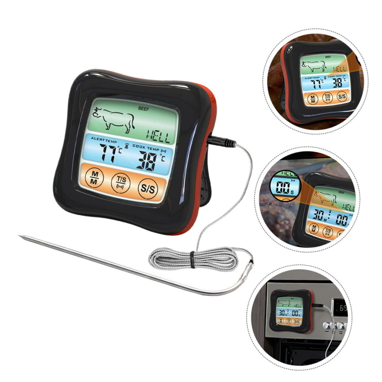 ABOOFAN Touch Screen BBQ Thermometer Kitchen Gadget Thermometer Fahrenheit Celsius Switch