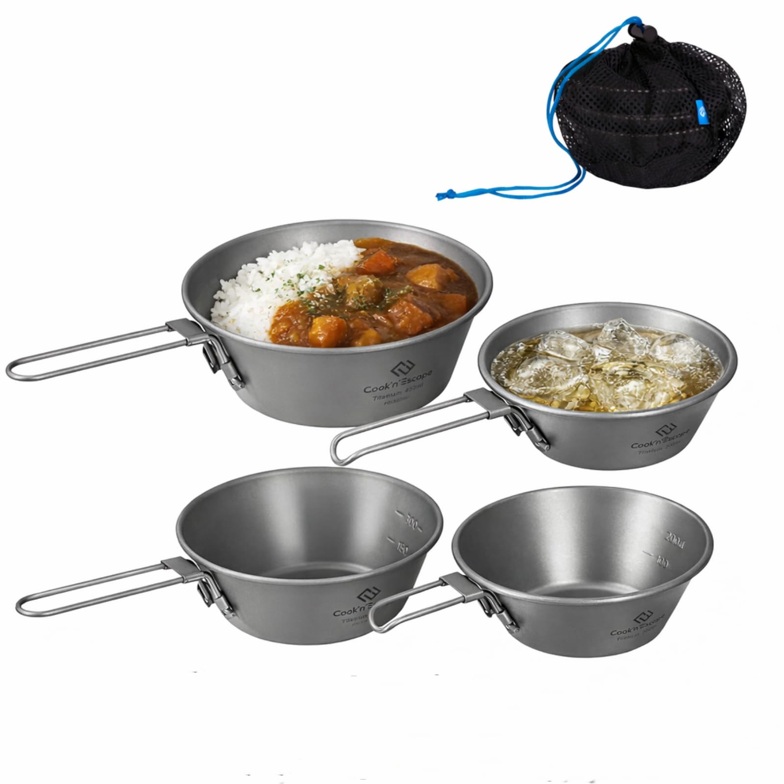 Amazon | COOK'N'ESCAPE チタン シェラカップ 4点セット (300ml＋450ml
