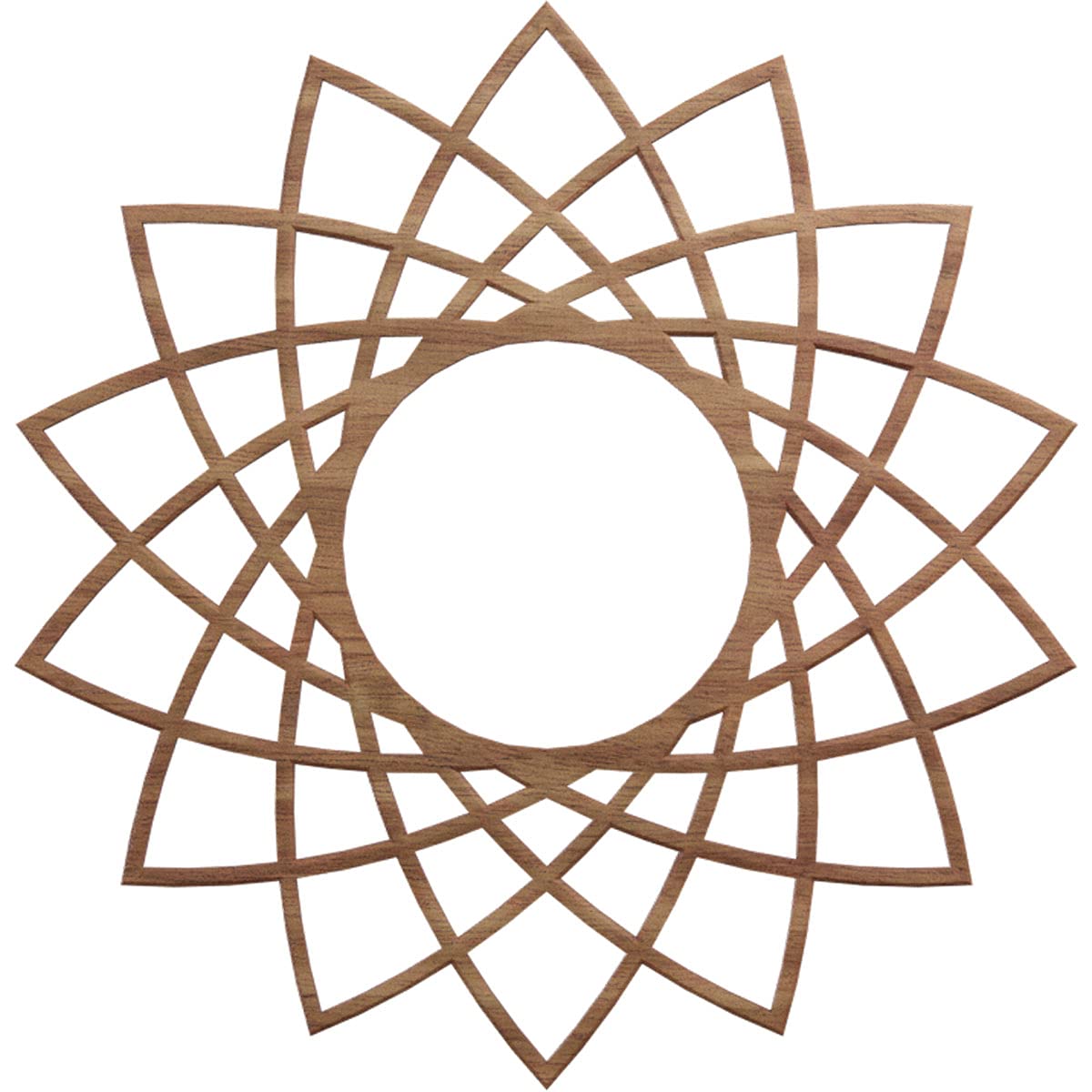 Ekena Millwork 18"OD x 6 7/8"ID x 3/8"T Eleanor Wood Fretwork Pierced Ceiling Medallion, Walnut