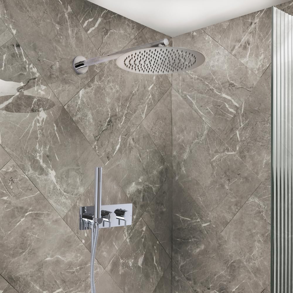 Milano Chrome Otto Thermostatic Mixer Valve 300Mm Rainfall Shower Head Handset